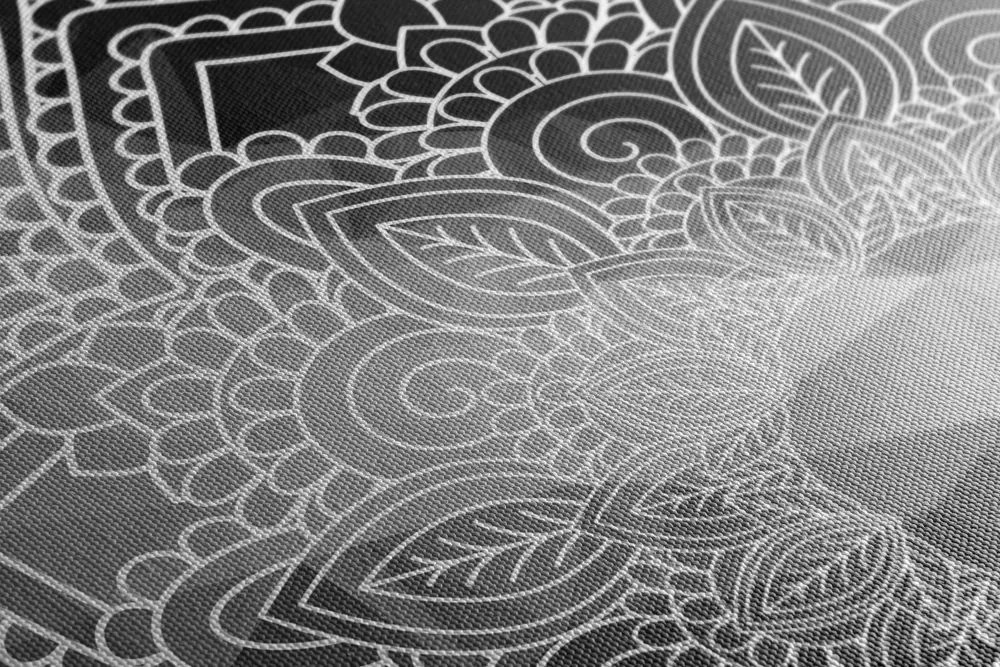 Quadro su tela – Elementi di Mandala in bianco e nero