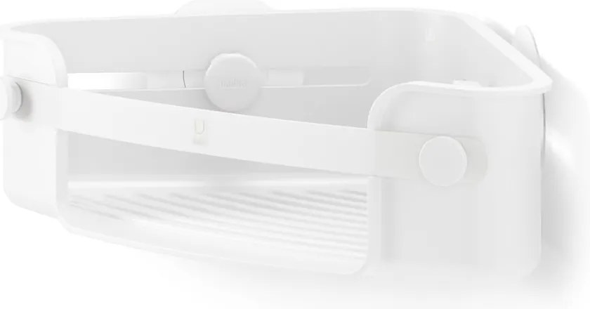 Mensola angolare per bagno bianca in plastica riciclata senza foratura Flex - Umbra