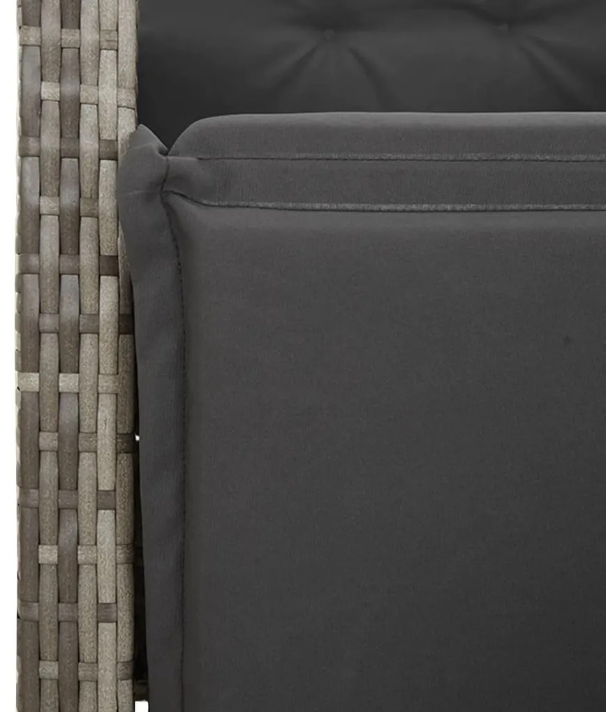 Set bistrò da giardino 3 pz con cuscini in polyrattan grigio