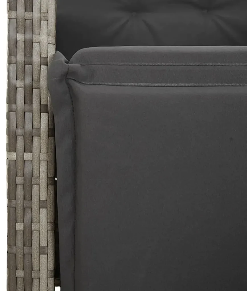 Set bistrò da giardino 3 pz con cuscini in polyrattan grigio