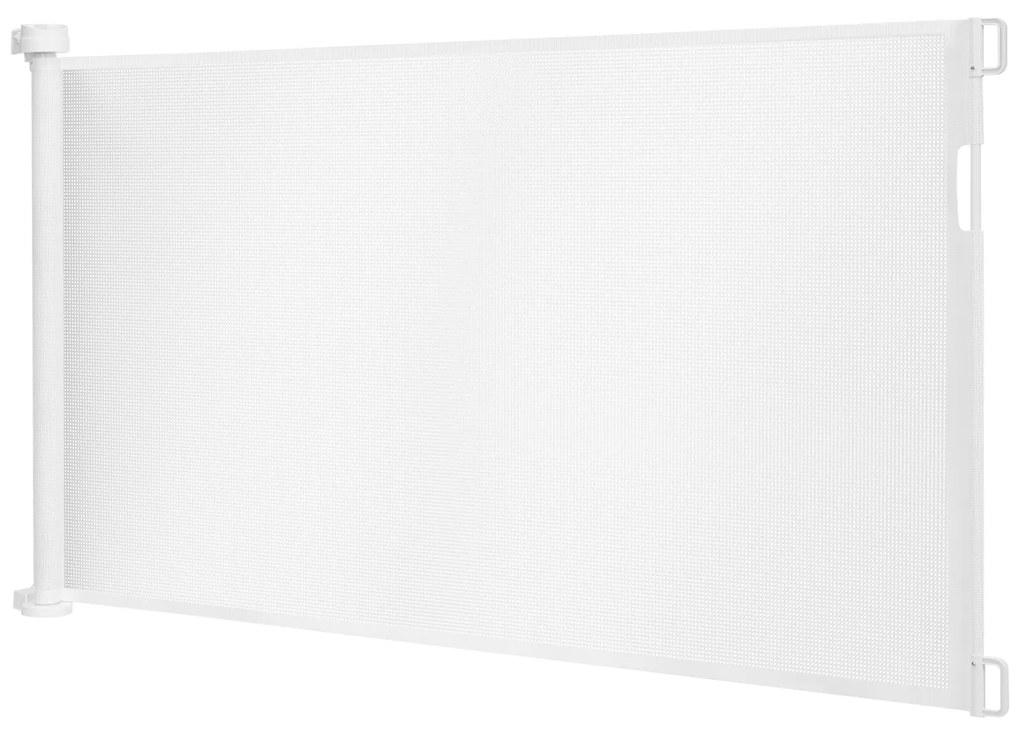 Costway Rete di sicurezza retrattile, Cancello 137 cm per bambini con materiale durevole, Bianco