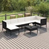 Set Divani da Giardino 8 pz con Cuscini in Polyrattan Nero cod mxl 38348