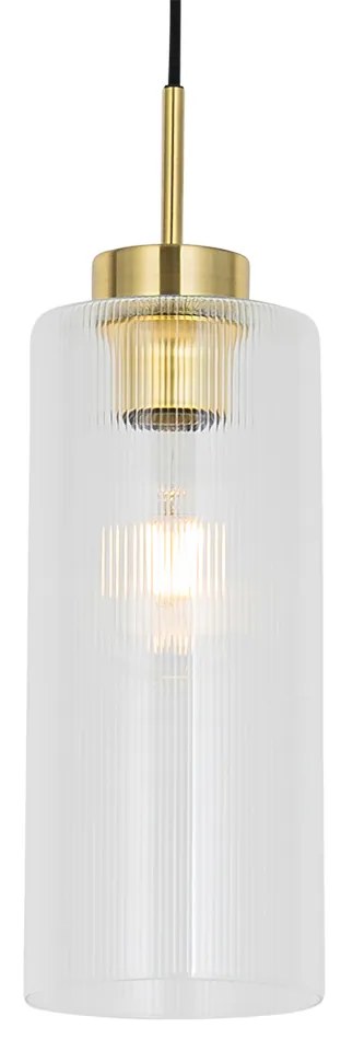 Lampada a sospensione Art Déco oro con vetro - Laura