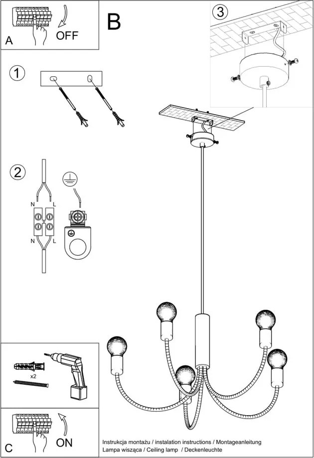 Apparecchio a sospensione nero ø 45 cm Karim - Sollux