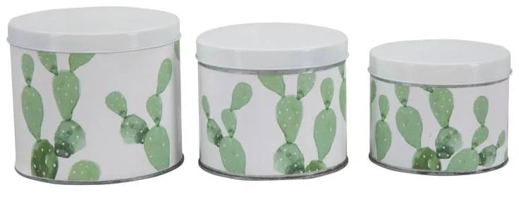 Cofanetti In Latta Cactus Set 3 Pz Cm   15X13,5-14X11,5-12,5X10