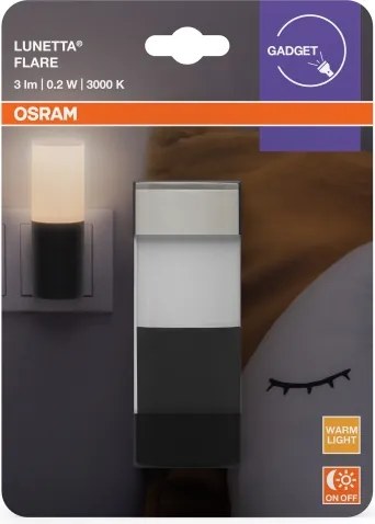 Osram - Luce notturna LED con sensore crepuscolare LUNETTA LED/0,2W/230V nera