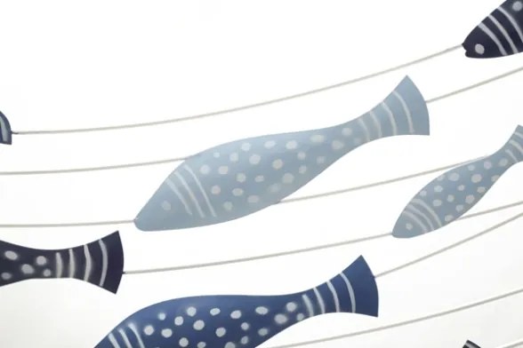 Pannello decorativo da parete design pesci 96,5X1,5X61 cm multicolor