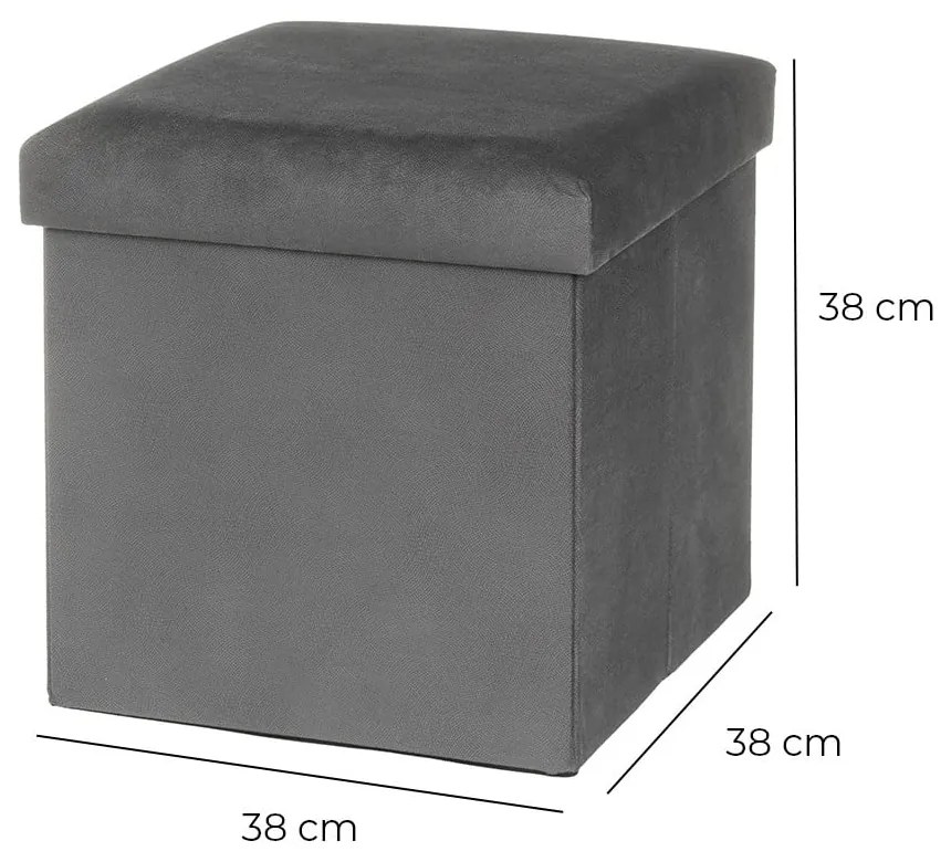 Poggiapiedi in velluto grigio scuro Estela - Casa Selección