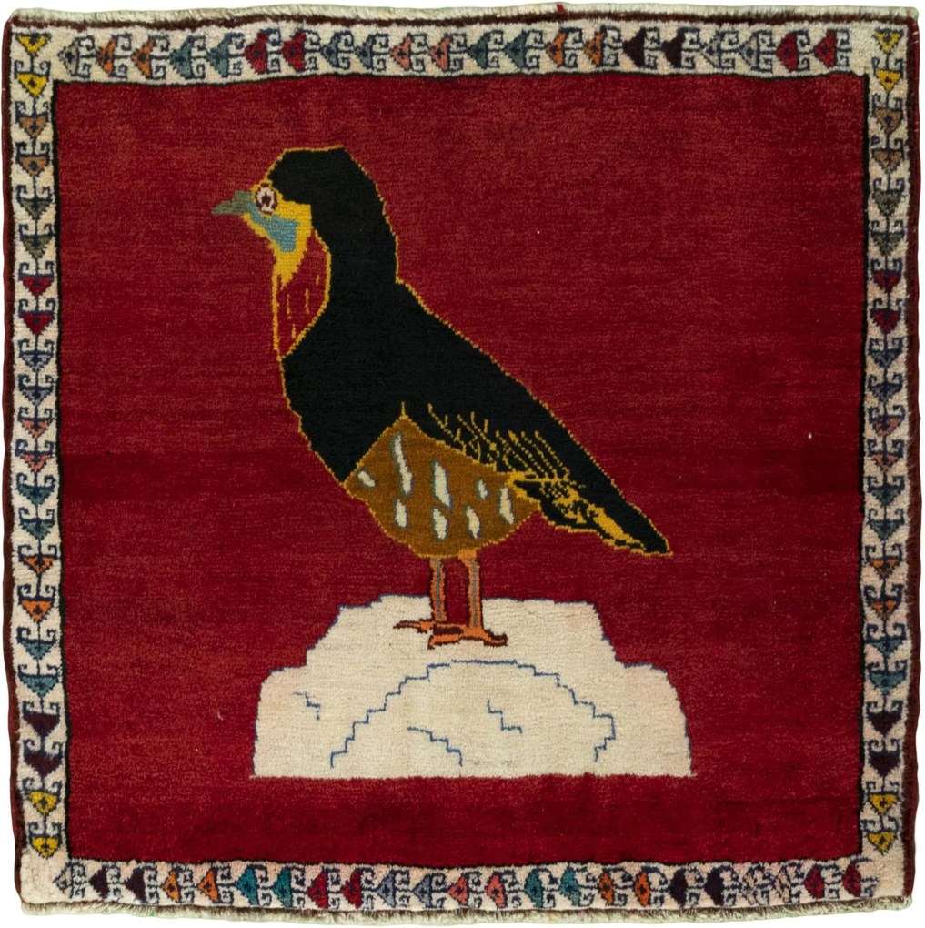 Gabbeh Tappeto 80x70 Rosso (Iran) Annodato A Mano