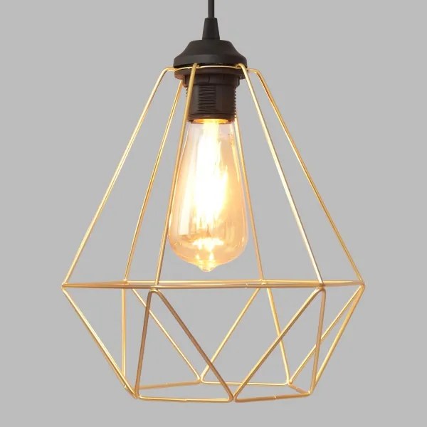 Lampadario a sospensione con filo KARO 1xE27/15W/230V oro/nero