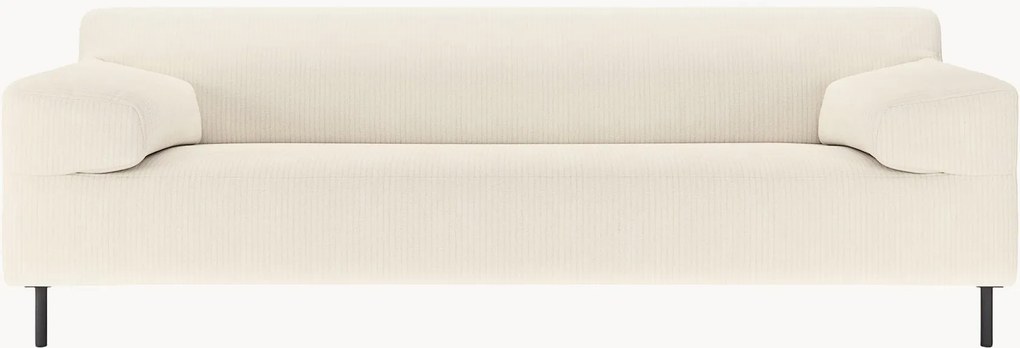 Divano 3 posti in velluto a coste bianco/nero freistil180, larg. 222 cm
