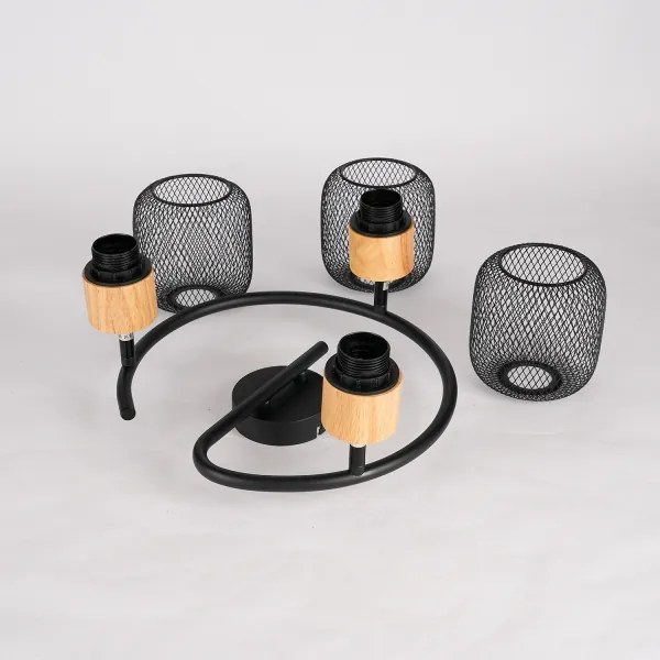 Brilagi - Faretto BASKLITE 3xE27/15W/230V in legno/nero