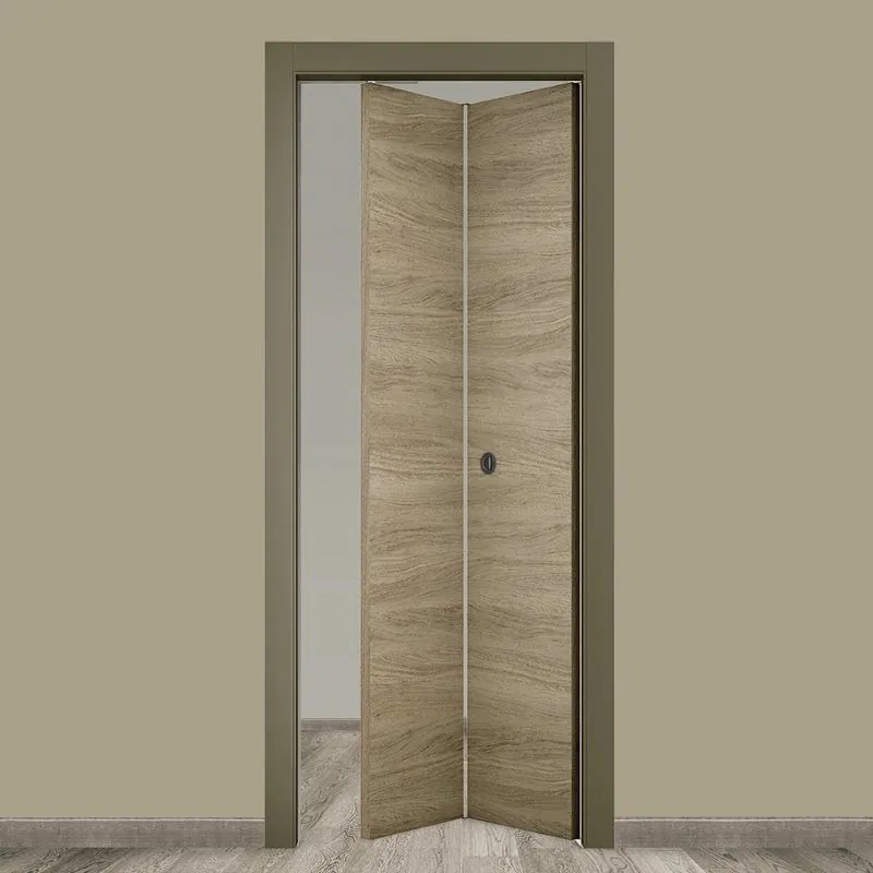 Porta pieghevole a libro simmetrica Bergen marrone L 80 x H 210 cm destra