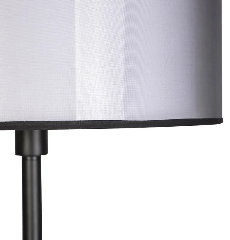 Lampada da terra di design nera con paralume bianco e nero 47 cm - Simplo