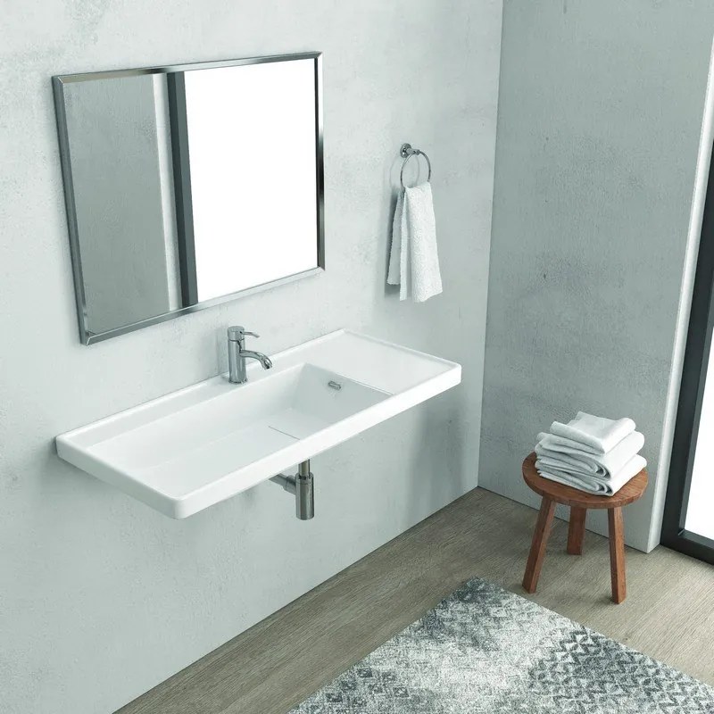 Lavabo sospeso ceramica 60cm bianco lucido Litos-TT86 - KAMALU