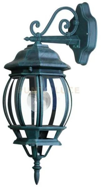 Applique down santiago nera e verde 1 luce attacco e27 ip44 15,5x25...