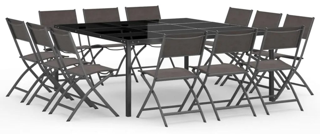 Set da pranzo da giardino 9 pz in acciaio