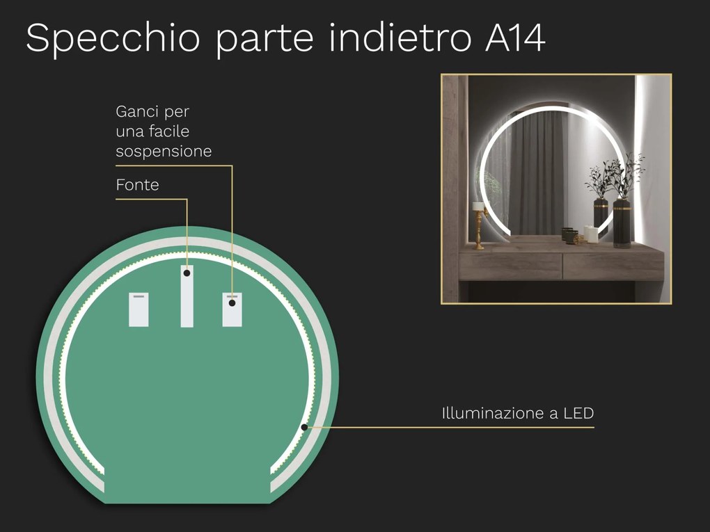 Specchio atipico con illuminazione a LED A14