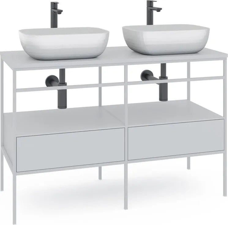 Mobile bagno da terra con lavabo L 120 x H 92 x P 45.5 cm bianco 2 cassetti per doppia vasca Outline