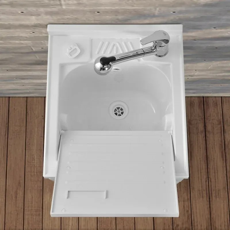 Mobile Lavatoio in Kit bianco 45x50 cm completo di asse lavapanni