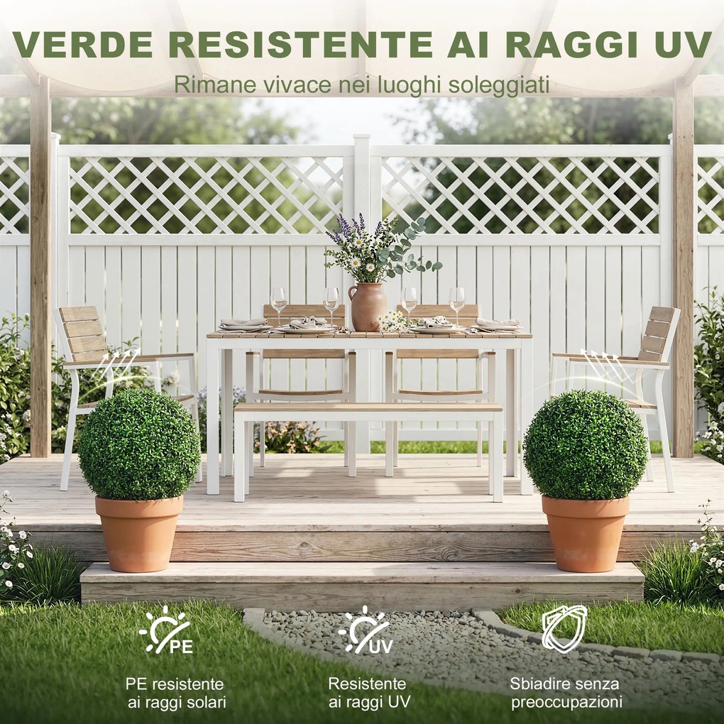 Topiarie Sfere di Pianta Artificiale di Bosso Ø42 cm con 682 Foglie Resistente UV Verde...