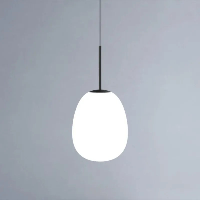 Lampadario Moderno Drop nero paralume bianco E27 MILOOX
