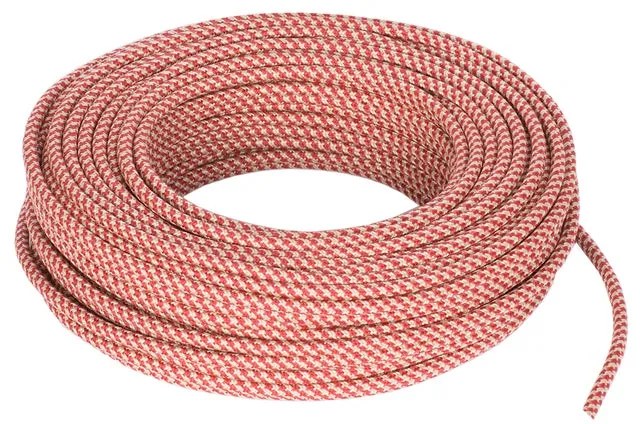 Cavo tessile H03VV-F 3 x 0,75 mm² L 50 m MERLOTTI panna/rosso ciliegia matassa