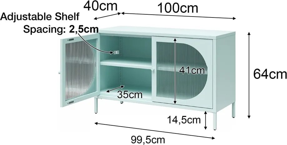 Vetrina in metallo nero 100x64x40 cm Luna - Støraa