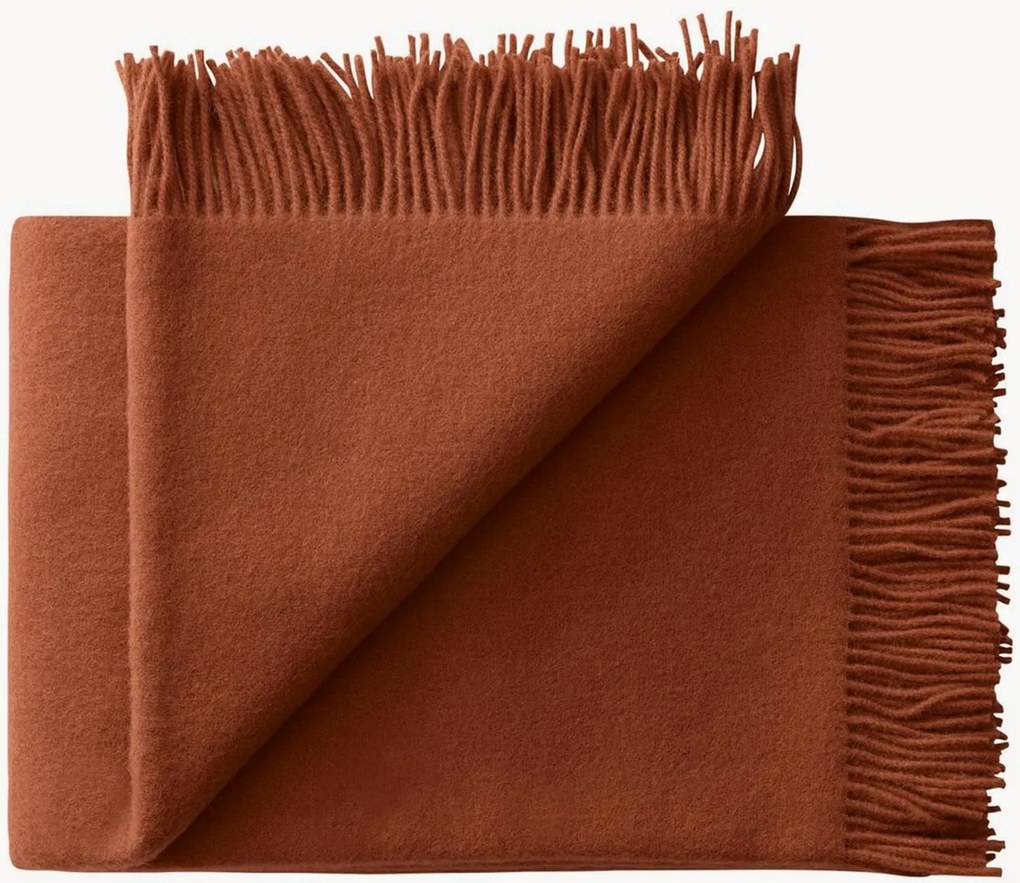 Coperta in lana di agnello con frange Season