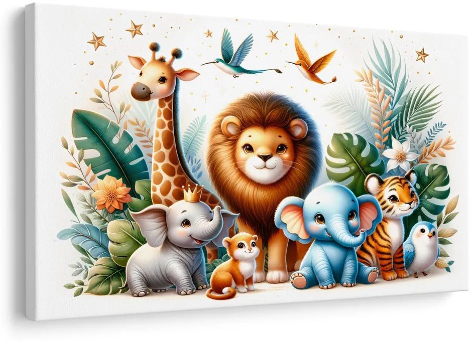 Quadro su tela – Re della giungla con i suoi dolci amici