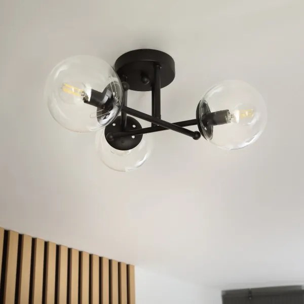 Brilagi - Lampadario a plafone MALIVA 3xE14/15W/230V nero/trasparente