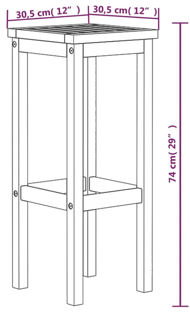 Sgabelli da bar 8 pz in legno massello di acacia