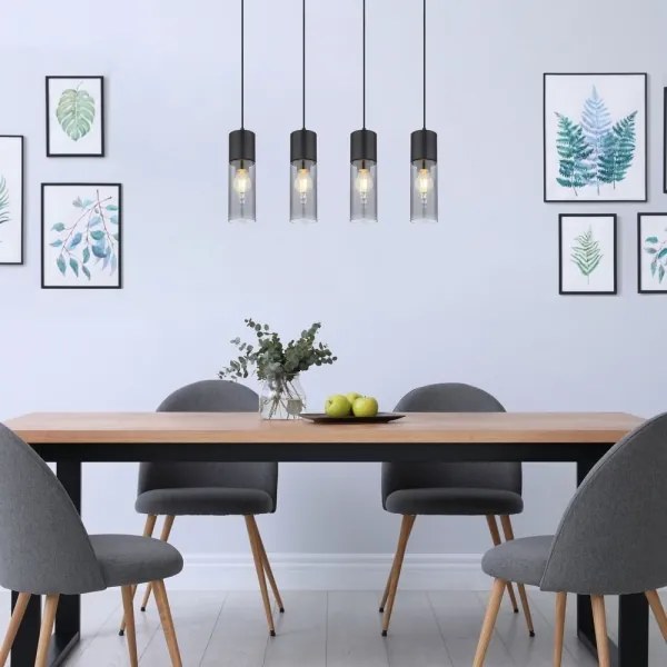 Globo 21000-4HB - Lampadario a sospensione con filo ANNIKA 4xE27/25W/230V nero