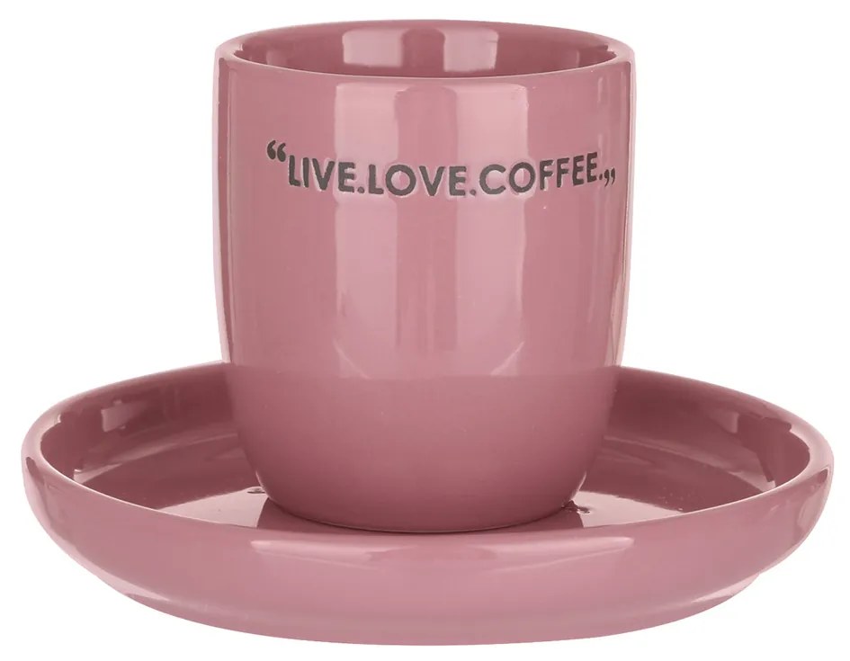 Tazzina caffè con piattino malva con scritta 135 ml