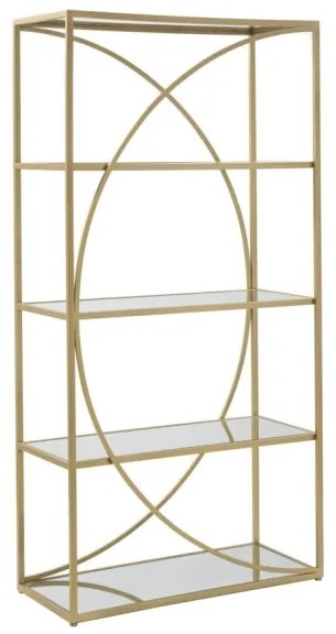 Libreria Stile Glamour 90x38x180 Oro Con Ripiani A Specchio Glamy