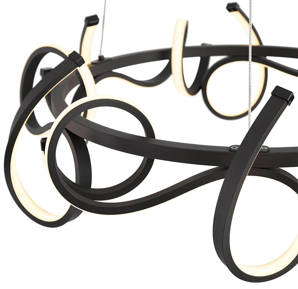 Lampada a sospensione di design nera rotonda dimmerabile a 3 livelli - Krisscross