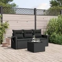 Set Divani da Giardino 4 pz con Cuscini Nero in Polyrattan 3252202