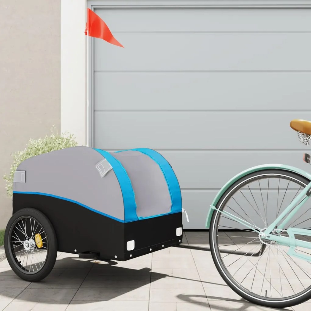Rimorchio Da Bici Nero E Blu 45 Kg İn Ferro /