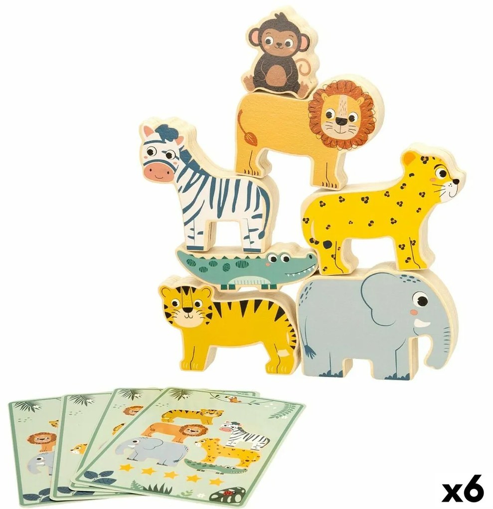 Gioco di Costruzione + Personaggi Woomax animali 16 Pezzi 7 x 7 x 1,5 cm (6 Unità)