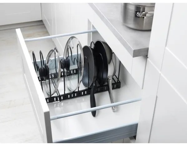 WENKO 53149100 - Porta coperchi e padelle 18x18 cm nero