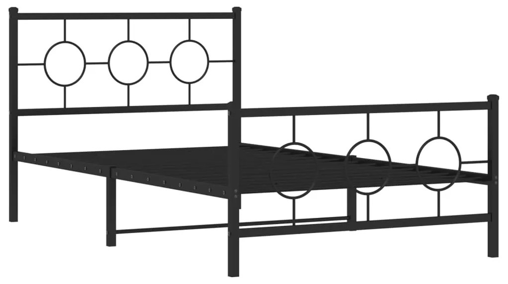 Giroletto con testiera e pediera metallo nero 107x203 cm