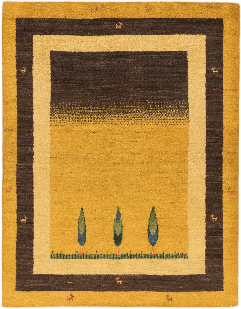 Gabbeh Tappeto persiano 190 x 150 Giallo (Iran) Annodato A Mano