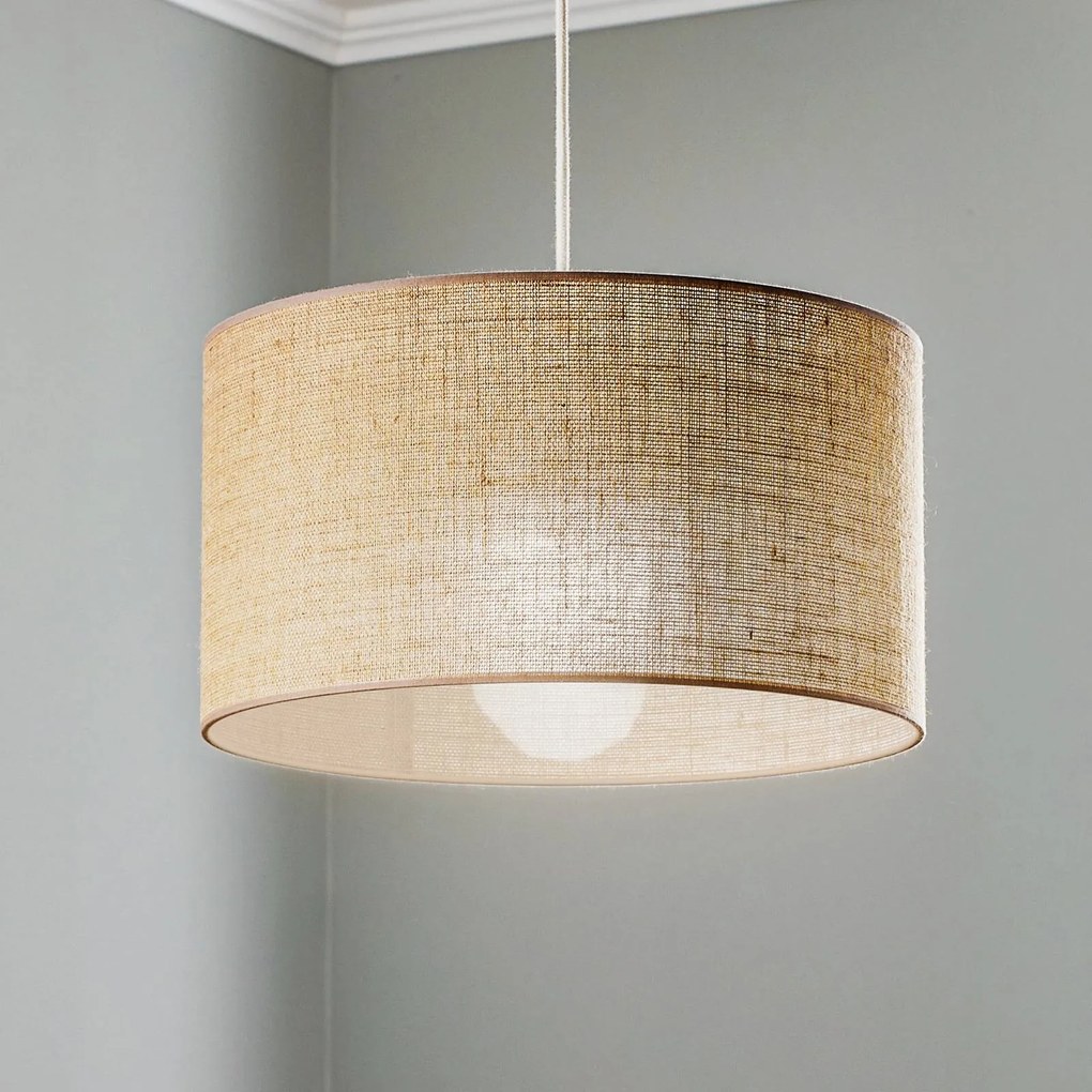 Duolla Lampada a sospensione in juta cilindrica marrone naturale Ø40cm 1-flg.