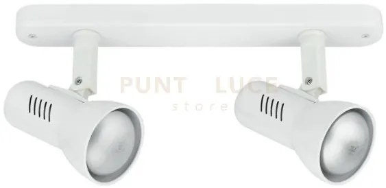 Spot carrera bianco 2 luci attacco e27 28,5x26x18,7cm in metallo or...