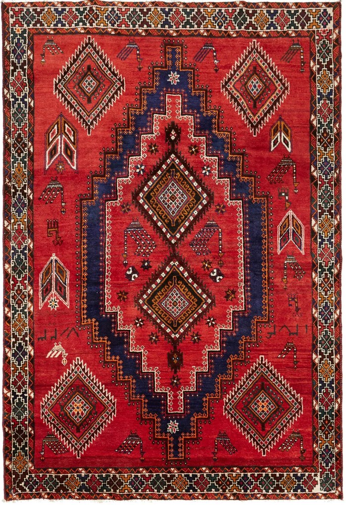Shiraz Tappeto persiano 250 x 170 Rosso (Iran) Annodato A Mano