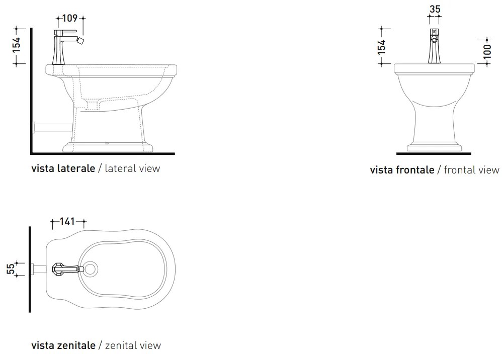 Miscelatore monoforo bidet monocomando oro EG223OR EVERGREEN Flaminia