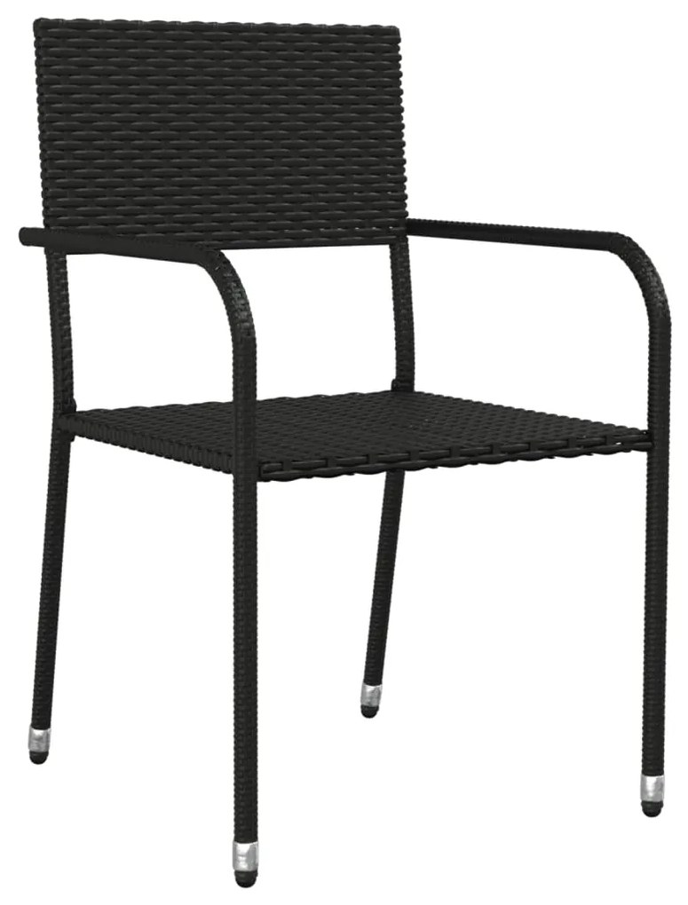 Set da pranzo da giardino 7 pz nero in polyrattan e acciaio