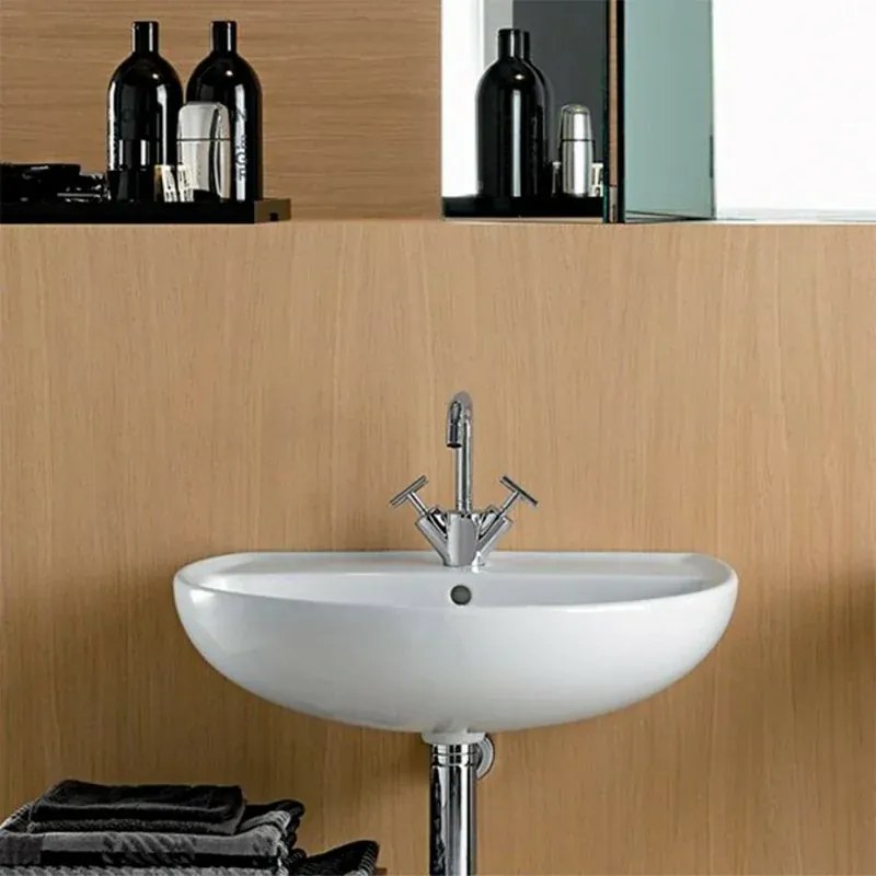 Lavabo sospeso 55 cm Geberit in ceramica lucida Colibrì