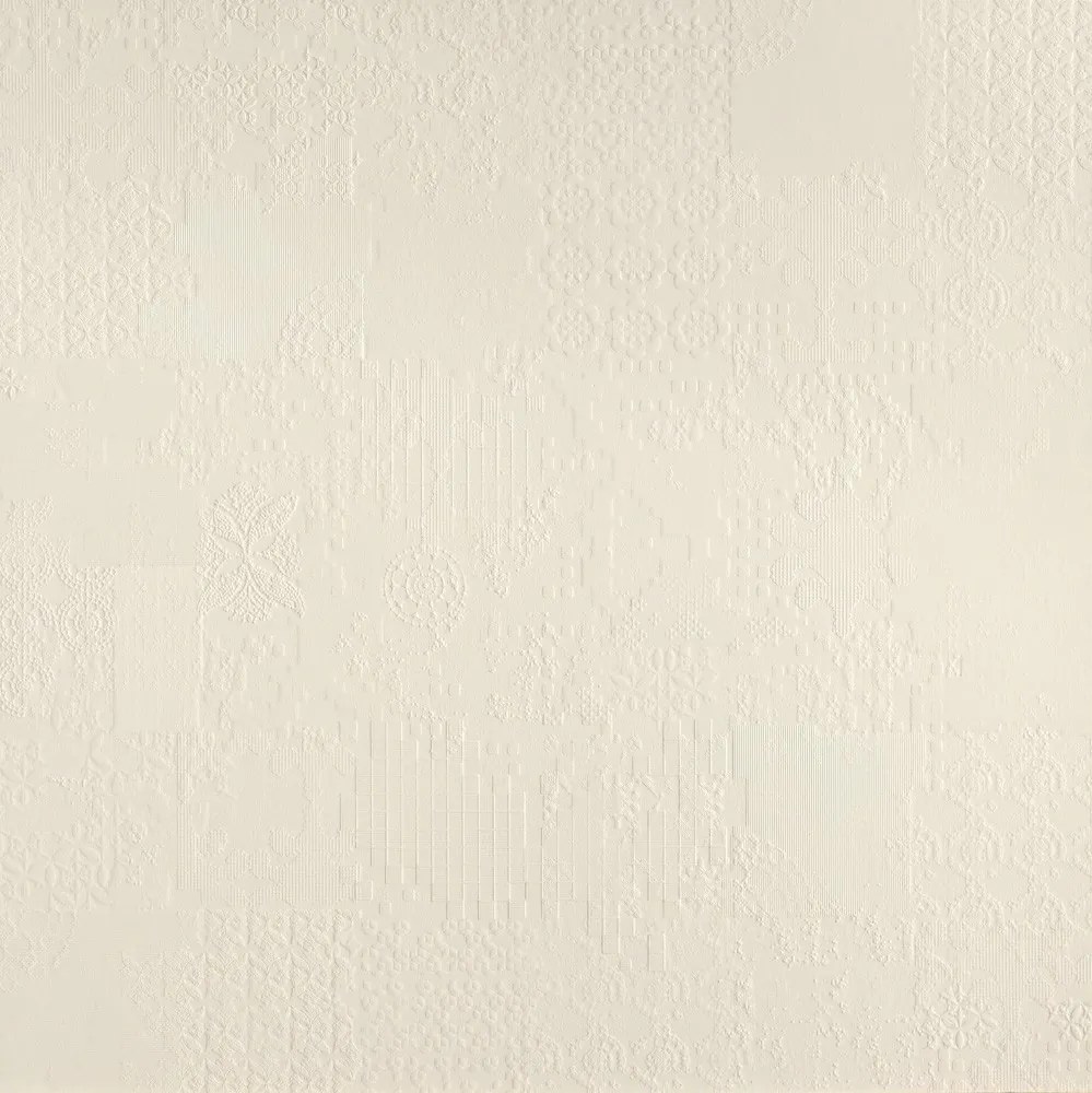 Mutina Dechiner Decor Piastrella Rettificato Relief Spazzolato Cm 60x120 In Gres Porcellanato Bianco