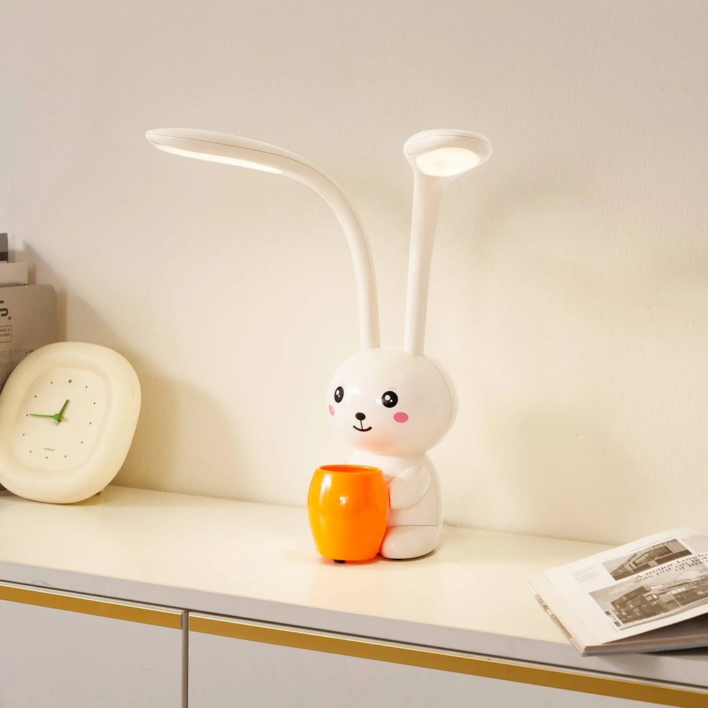 Lampada da scrivania Haas Lindby, dimmerabile, Crema / Ambra, Cameretta, Plastica, Giovanile, Lampada da tavolo LED